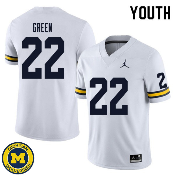 Youth Michigan Wolverines #22 Gemon Green White High School Jersey